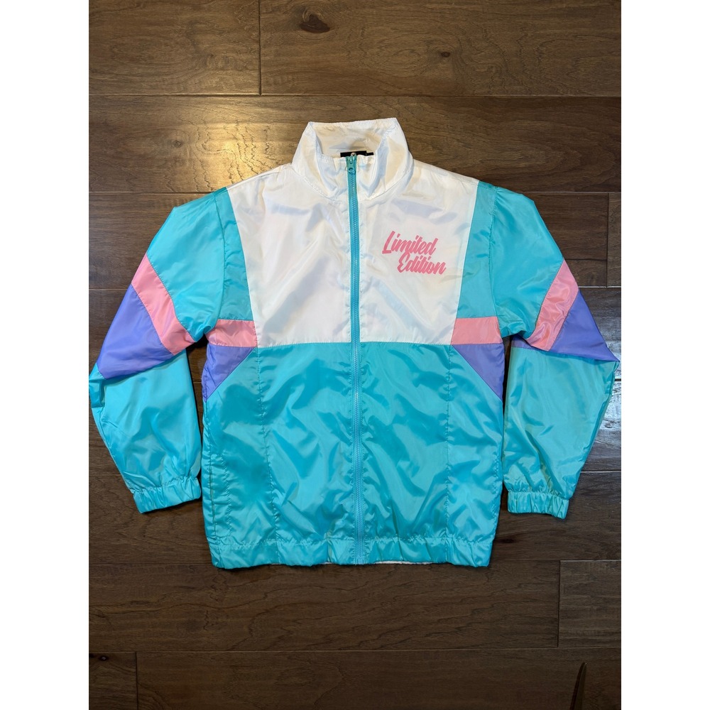 Good Luck Trolls 60th Anniversary Windbreaker Jacket Teal Pink 1996 Retro Mens M